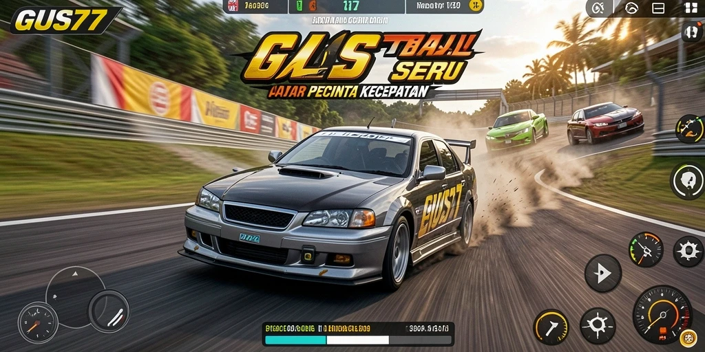 Screenshot GUS77 menampilkan aksi balap mendebarkan di lintasan.
