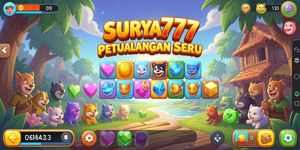 Screenshot gameplay SURYA777 menampilkan aksi Match-3 yang seru.